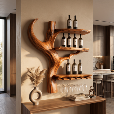 Tree Silhouette Wine Rack For Dining Space