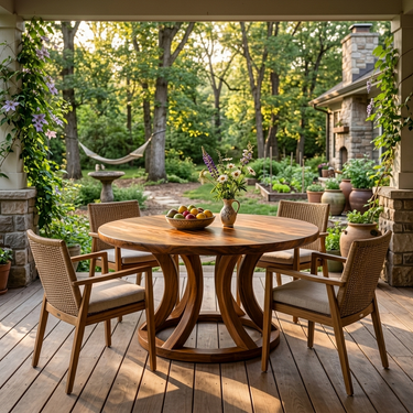 Contemporary Round Dining Table With Curved Unique Base For Dining