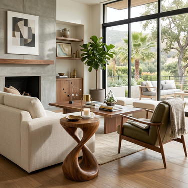 Modern Wooden Side Table With Infinity Base For Living Furniture