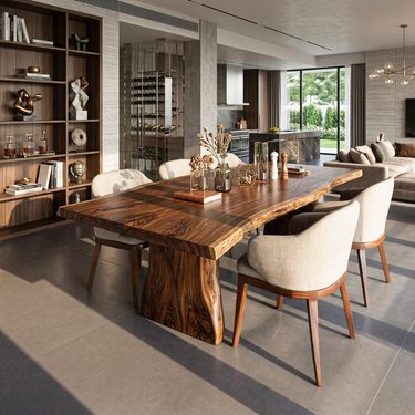 Handcrafted Live Edge Dining Table For Modern Kitchen