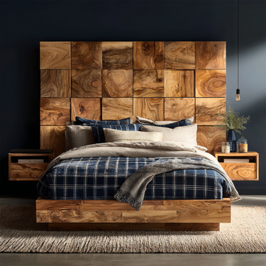 Rustic Square Panel Headboard For Modern Farmhouse Bedroom Decor