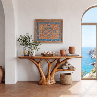 Mediterranean Organic Console Table For Entryway Living Room