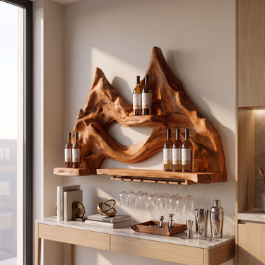 Mountain Inspired Wine Shelf For Modern Home