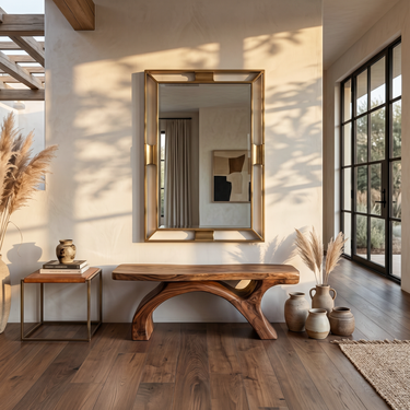 Rustic Bench With Curved Base For Living Room