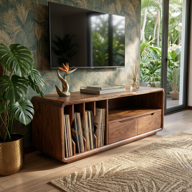 Handmade Wooden TV Cabinet Organic Curved Form