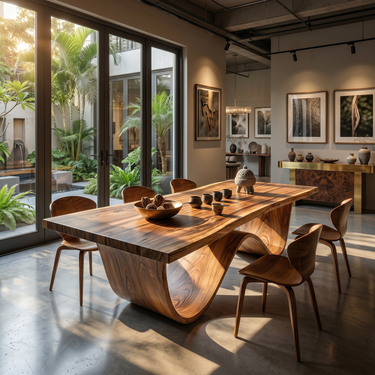Sculptural Dining Table For Tropical Dining Space