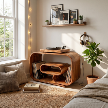 Mid Century Record Player Stand For Bedroom