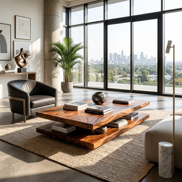 Elegant Rustic Coffee Table Two Layers For Living Room