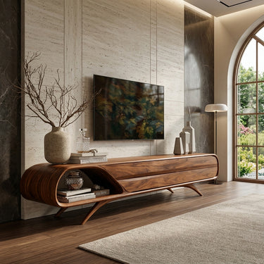 Mid Century Wooden TV Console For Living Room