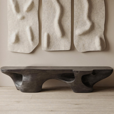 Contemporary Sculptural Bench With Carved Design For Living Room