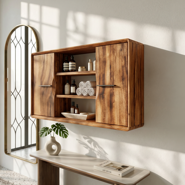Japandi Open Shelf Bathroom Cabinet Ensuite Bathroom