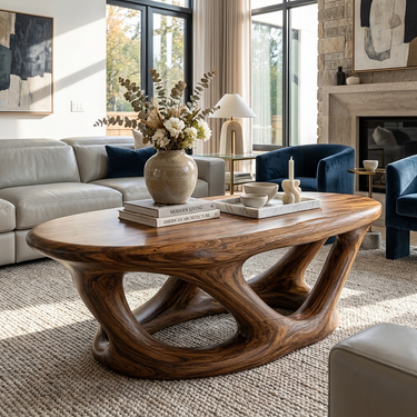 Wooden Coffee Table With Architectural Open Base For Luxury Interior