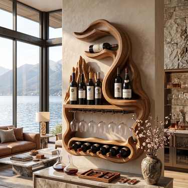 Mid Century Mountain Form Wine Holder For Dining Room