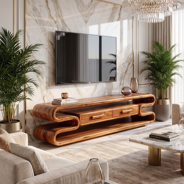 Luxury Curved TV Cabinet For Living Room