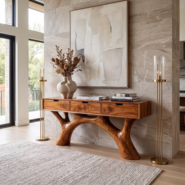 Modern Sculptural Console Table For Entryway Living Room