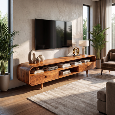 Minimalist Wood TV Stand For Living Room
