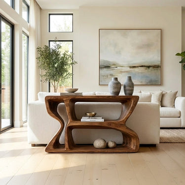 Modern Natural Wood Console Table For Living Room Storage