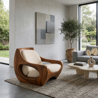 Sculptural Natural Wood Chair For Modern Home Decor