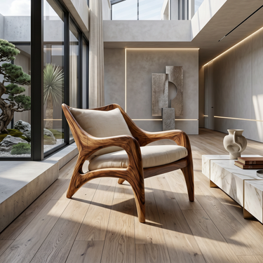 Contemporary Wooden Lounge Chair for Refined Porch Living