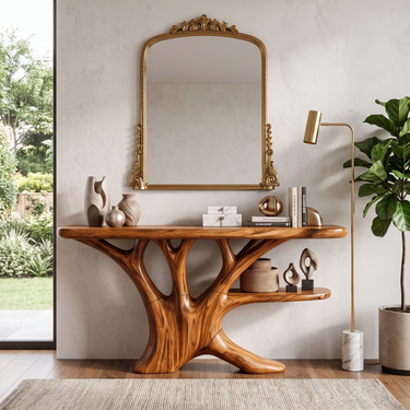Nature Inspired Console Table For Entryway Bedroom
