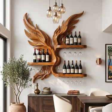 Mid Century Wine Display Rack For Dining Space