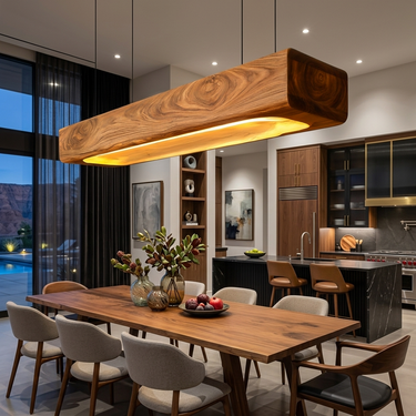 Organic Sculptural Wooden Pendant Light For Dining Room