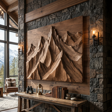 Rustic Mountain Ridge Wall Art For Living Room
