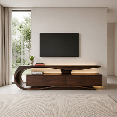 Luxury Curved Wooden TV Console For Interiors