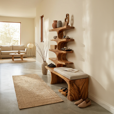 Japandi Shoe Organizer Rack For Entryway Foyer Storage Section