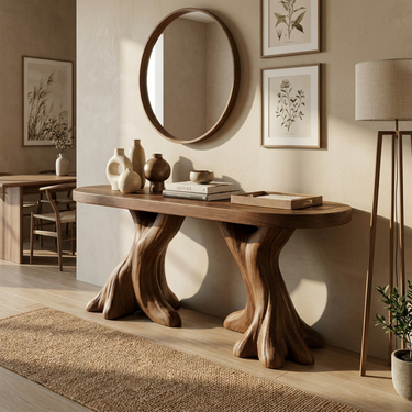 Rustic Organic Console Table For Hallway