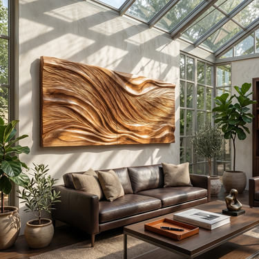 Modern Wall Art With Flowing Relief Design For Sunroom