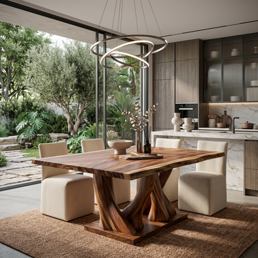 Modern Live Edge Kitchen Table For Garden Villa