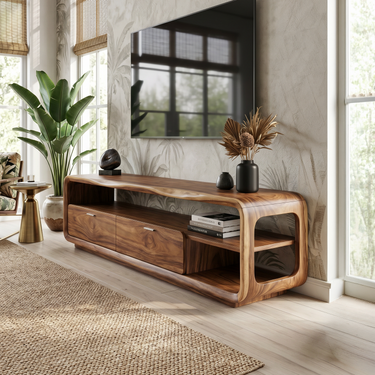 Sculptural Entertainment Console Modern Luxury Living