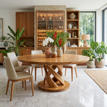 Tropical Round Gathering Table For Luxury Dining Room