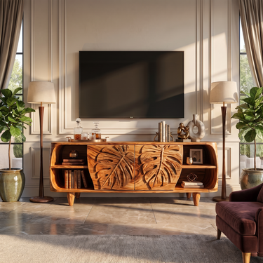 Modern Curved TV Cabinet For Living Room