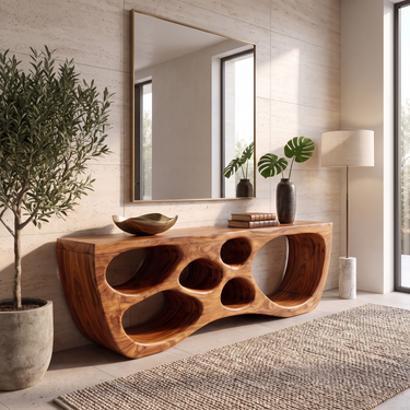 Organic Sculptural Console Table For Modern Entryway