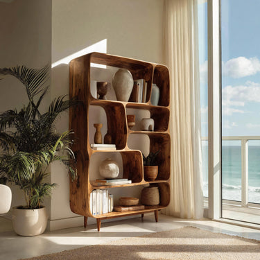 Mid Century Wood Bookshelf For Home Interiors