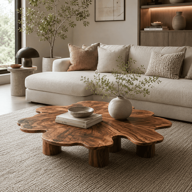 Organic Live Edge Coffee Table For Contemporary Home