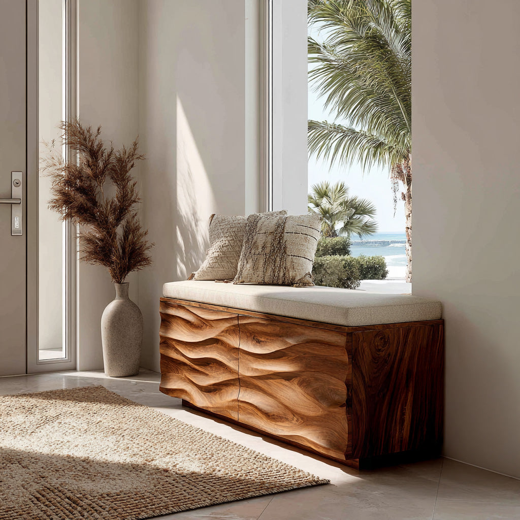 Wave Back Bench Modern Wave Storage Bench For Home Decor – Roy Timber