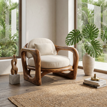 Organic Wood Chair Sunroom For Living Room