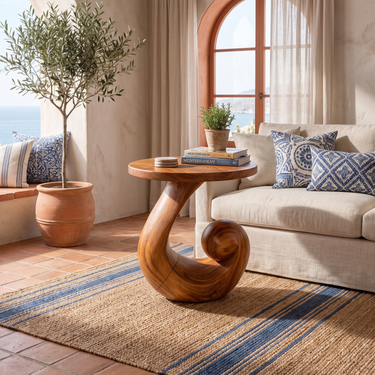 Coastal End Table For Sunroom Living Space