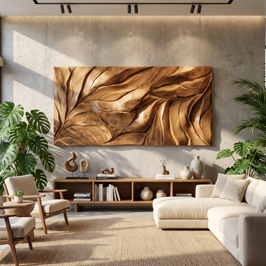 Organic Modern Wall Art With Relief Design For Living Room