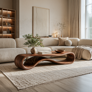 Sculptural Coffee Table With Undulating Base For Luxury Living Room