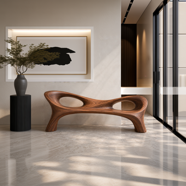 Organic Curved Hallway Bench For Contemporary Hallway Seating