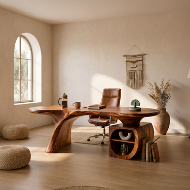 Minimalist Curved Desk For Small Workspace Area