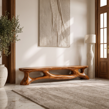Organic Modern Wood Bench For Entryway Hallway