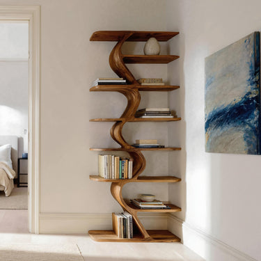 Organic Bookshelf For Living Room Interiors