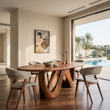 Modern Oval Dining Table With W-shape Leg For Kitchen