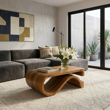 Minimalist Coffee Table Curved Style For Living Room