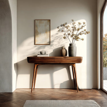 Mid Century Natural Wood Console Table For Hallway Decor